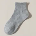 Grey mid-tube cotton socks solid color casual sports socks comfortable breathable socks - One Size / Grey Crew Socks