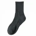 Dark grey ribbed long socks for men and women, classic solid color casual cotton hosiery. - One Size / Dark Grey Long