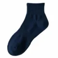 Navy blue mid-calf solid cotton socks, casual daily wear socks, comfortable knit hosiery. - One Size / Navy Crew Socks