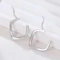 Boucles d'oreilles carrées géométriques irrégulières en argent S925 style chic minimaliste - Argent 925 / Or blanc