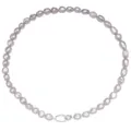 Collier de perles baroques grises vintage double anneau bijou elegant pour femmes - Argent 925 / Or blanc