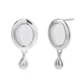 Boucles d'oreilles pendantes ovales en argent avec pierre blanche style minimaliste chic femmes - Argent 925 / E2149 Agate Blanche