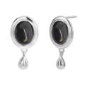Boucles d'oreilles clous goutte agate noire argent mode minimaliste élégant style - Argent 925 / E2149 Onyx Noir