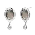 925 Argent Sterling Minimaliste Ovale Agate Goutte D'Eau Goutte Boucles D'Oreilles - Argent 925 / E2149 Coquille Noire