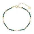 Élégant collier ras du cou perles malachite verte argent sterling 925 plaqué or bijoux - Bracelet de Perles de Malachite