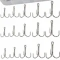 High carbon steel fishing treble hooks set, strong anchor hooks for saltwater freshwater. - 2#-10# 5-Grid Box 45pcs / Silver