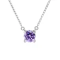 Collier pierre de naissance violette argent S925 variante, chaîne clavicule solitaire. - Février / Violet Améthyste