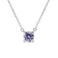 Collier solitaire en argent S925 avec pierre violette, chaîne fine et élégante. - Juin/Violet Clair