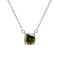 Collier Ras de Cou Pierre de Naissance Vert Olive Argent S925 Pendentif Solitaire Chic - Août / Péridot