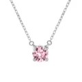 Collier S925 En Argent Massif Pierre Rose Chaîne De Clavicule Bijoux Pour Femme - Octobre / Rose Tourmaline