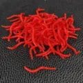 Red plastic fishing soft worms lures earthworm artificial bait for bass fishing tackle accessories - 20pcs / Red
