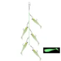 Detailed view of sea fishing multi-hook rig with glow soft plastic lures for effective night luring. - 5.5CM Cluster Fish (Boxed) / Luminous