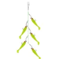 Detail view of fluorescent yellow soft plastic fishing lures cluster rig for sea fishing. - Neon Yellow
