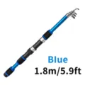 Children telescopic fishing rod detail view, 1.8m blue sea rod and fishing tackle. - 1.8M Single Rod / Blue