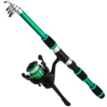 Kids telescopic fishing rod and reel set green black portable tackle for outdoor angling - 1.8M Rod and Reel / Green