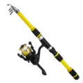 Kids telescopic fishing rod and spinning reel set, yellow black 1.8m portable travel pole. - 1.8M Rod and Reel / Yellow
