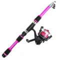Children telescopic fishing rod and spinning reel set pink black color for outdoor fishing - 1.8M Rod and Reel / Pink