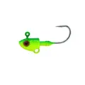 Detailed close up view of green yellow fish head jig hook for saltwater sea fishing gear - 5g / Green Yellow Gradient