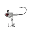 Close-up detail of fishing jig head hook with red eye and treble hook for lure fishing. - 3.5g / Silver Gray