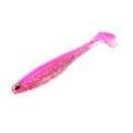 Pink ribbed paddle tail soft fishing lure swimbait with glitter for bass fishing tackle. - 7.5cm 5 Pieces Pack / Threaded Fish - Pink