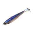 Soft plastic fishing swimbait with paddle tail and ribbed body design for bass fishing. - 7.5cm 5 Pieces Pack / Threaded Fish - Blue
