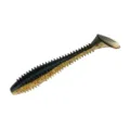 Ribbed paddle tail soft swimbait fishing lure, black and gold dual color design, 6.5cm 7.5cm size. - Black Gold T-Tail