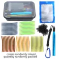 Portable bass fishing soft lure kit with noodle worms, rubber rings and threading tool for fishing. - 48hun-709 / Multicolor