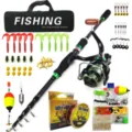 Teleskop Angelrute Set mit Rolle, Tasche, Ködern, Schnur und Haken für Angelausflug im Freien. - 1.8m / LS-C Set mit Tasche