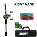 Telescopic fishing rod detail, spinning reel close-up, tackle box and line features. - 1.8 / Right Hand