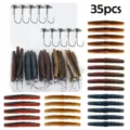 35pcs fishing lure set with soft stick baits and jig heads, ideal for bass and mandarin fish. - Tube Bait (Ned Rig Hook) / 35-Piece Set