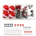 46pcs fishing tackle kit with round bobbers hooks jig heads and sinkers for beginners fishing gear - 46pcs Set