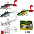 Soft plastic fishing lure 9cm 9.5g jig head swimbait with curl tail 5 pcs for bass fishing - Mixed Color 5 Pcs