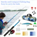 Kit de caña de pescar para niños telescópica con bolsa de transporte y kit de señuelos - Conjunto de Bolso de Camuflaje Sin Red de Aterrizaje / Rojo