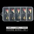Mini VIB metal blade fishing lure set with treble hooks and spoons, 5pcs 2.5cm 8g. - Letter A