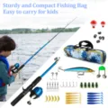 Set de pesca para niños con caña telescópica, carrete, bolsa de camuflaje y varios cebos. - Conjunto de Bolso de Camuflaje Sin Red de Aterrizaje / Azul