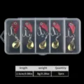 5pcs red VIB metal fishing lures set, 2.5cm 8g hard artificial bait with gold spinner blades. - Letter B