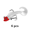 9cm 9.5g weicher Angelköder mit rotem Bleikopf und Schwanz, 6 Stk. Packung für Seebarsch. - Stil D 6 Stk.