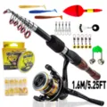 Set de Caña de Pesca Telescópica Portátil 1.6M con Carrete y Kit de Señuelos. - Set Sin Bolsa / 1,6m