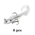 Weißer Gummifisch Angelköder mit Jigkopf und scharfen Haken, 6 Stück Set Variante. - Stil F 6 Stk.