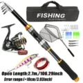 Juego de caña de pescar telescópica con carrete, anzuelos y bolsa para pesca al aire libre. - 2.7m / Negro