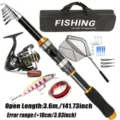 Set de caña de pescar telescópica con carrete y bolsa negro oro variante para pesca al aire libre - 3.6 Metros / Negro