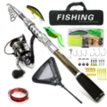 Set van carbon vishengel en reel met aas en viskoffer voor al uw visavonturen. - 1.8m / Deluxe Pakket Plus (Met Net)