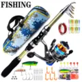 Set completo de caña de pescar telescópica con carrete, bolsa de camuflaje y caja de aparejos. - Set de Bolsa de Camuflaje