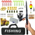Komplette Teleskop-Angelrute mit Rolle, Ködern, Schnur und Tasche für Angler im Freien. - MJ01-C Set / 2.1m