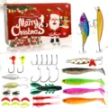 Completo kit di esca da pesca di Natale con varie esche rigide e morbide, ami e scatola. - Rosso (519-782B)