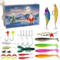 Set di esche da pesca di Natale con esche rigide, morbide, ami e scatola inclusa. - Blu (519-782A)
