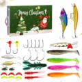 Kit di esca da pesca di Natale con esche morbide rigide ami e scatola regalo - Verde (519-782C)