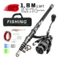 Telescopic fishing rod and spinning reel set with bag and lures, 1.8m length, ideal for sea fishing. - 1.8M Set