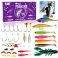 Set completo di esche da pesca con vari soft bait ami e scatola per la pesca all aperto. - Viola (519-783C)