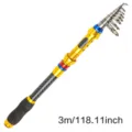 Telescopic carbon fiber fishing rod 3m 118inch travel sea fishing rod spinning gear - 3m